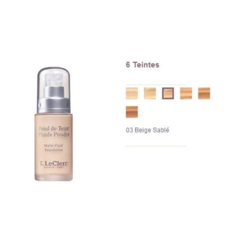 T.LECLERC  FOND DE TEINT FLUIDE POUDRÉ 03 BEIGE SABLE MAT SPF15