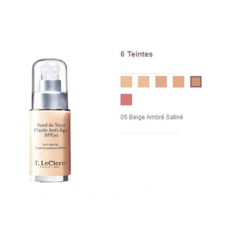 T.LECLERC fond de teint anti age 05 beige ambré satiné SPF20